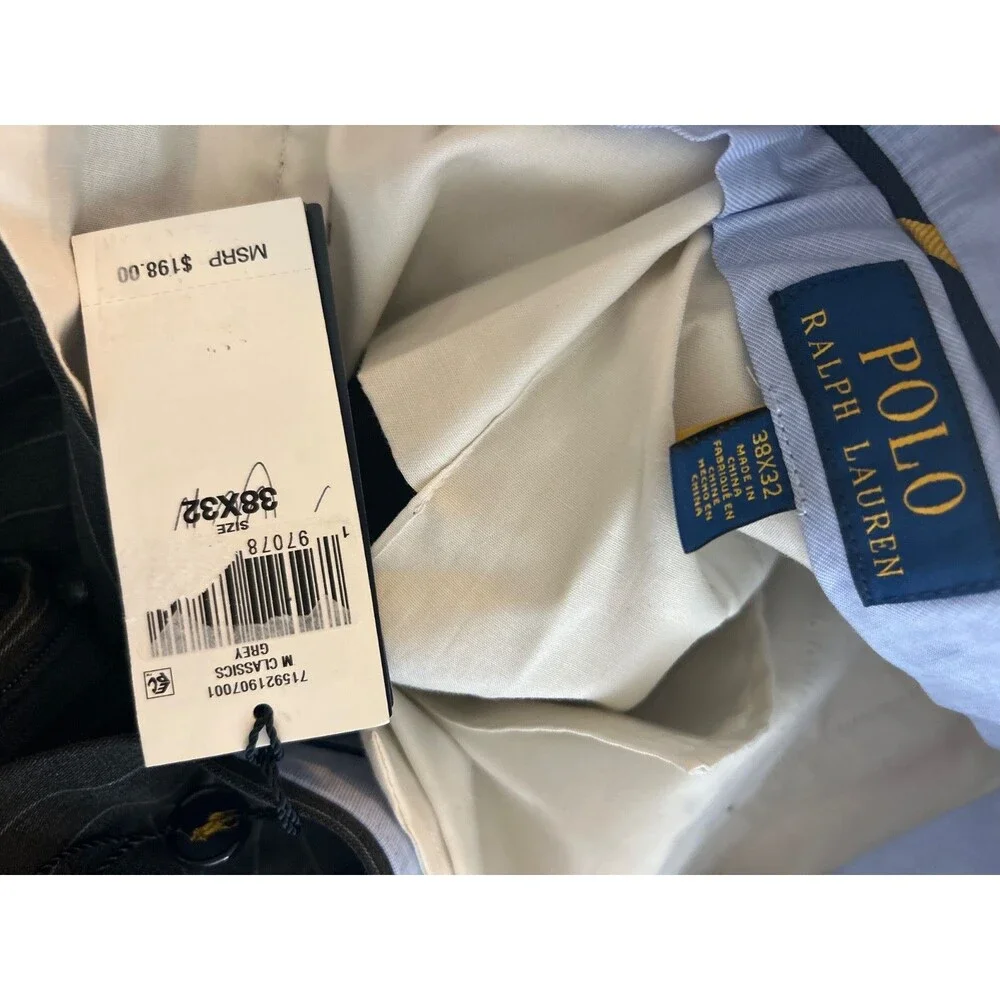 Polo Ralph Lauren Men’s Performance Twill Trousers size 38/32 NWT Gray Striped
